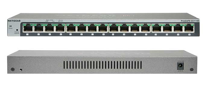 NETGEAR ProSAFE GS116E 16-Port Gigabit Desktop Web Managed (Plus) Switch